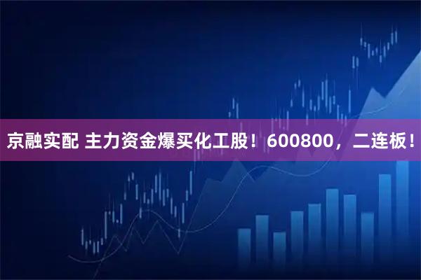 京融实配 主力资金爆买化工股！600800，二连板！